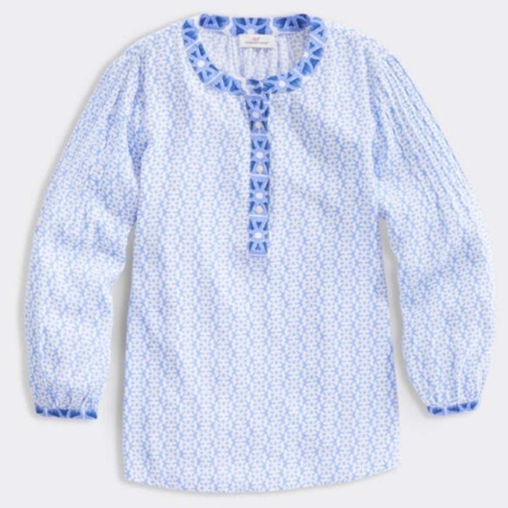 Vineyard Vines Watercolor Geo Print Blouse